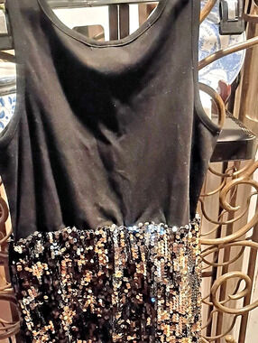Girl Dress Rare Editions Sequini Dress in Black & Gold Size 10